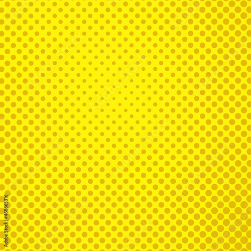 Pop art colorful comics book magazine cover. Polka dots yellow background. Cartoon funny dotted retro pattern. Vector halftone illustration. Template design for poster, card, flyer
