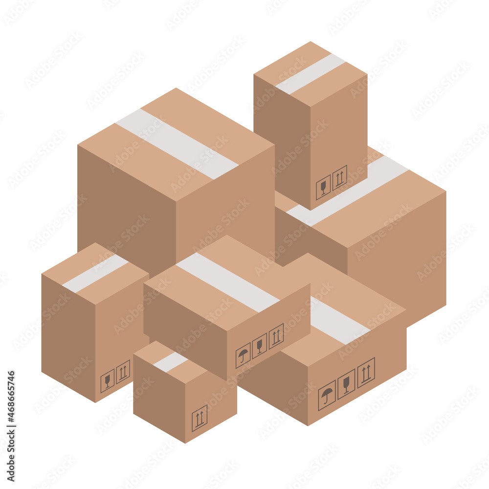A set of boxes. Heap of vector cardboard boxes. Vector illustration isolated on white background.
A set of boxes. Heap of vector cardboard boxes. Vector illustration isolated on white background.