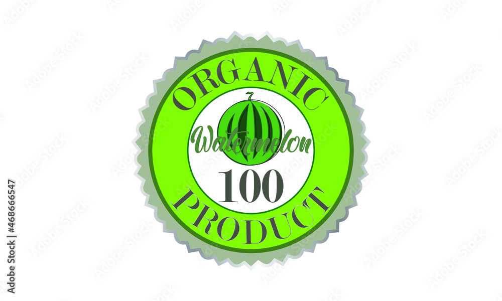 Green organic food logo - watermelon. The label is suitable for packaging, green eco bioproduct, business, environment and label Green organic food logo - watermelon. The label is suitable for packaging, green eco bioproduct, business, environment and label