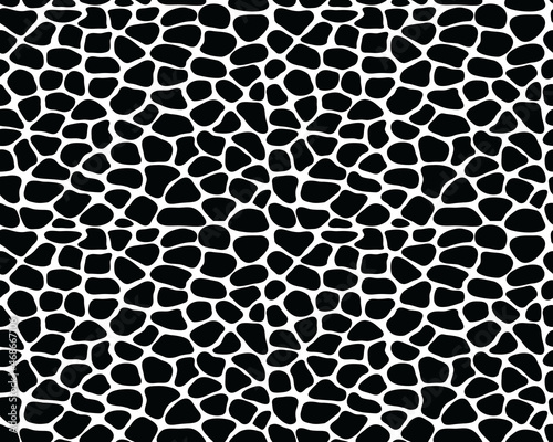 Seamless pattern of leopard skin, black and white illustration