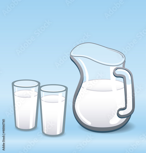 milk jug with 2 glasses