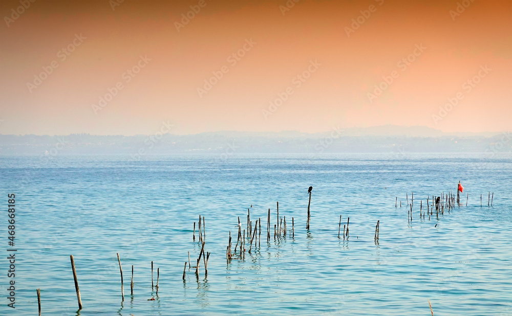 Scenic panorama landscape  of Garda lake, Italy, Europe