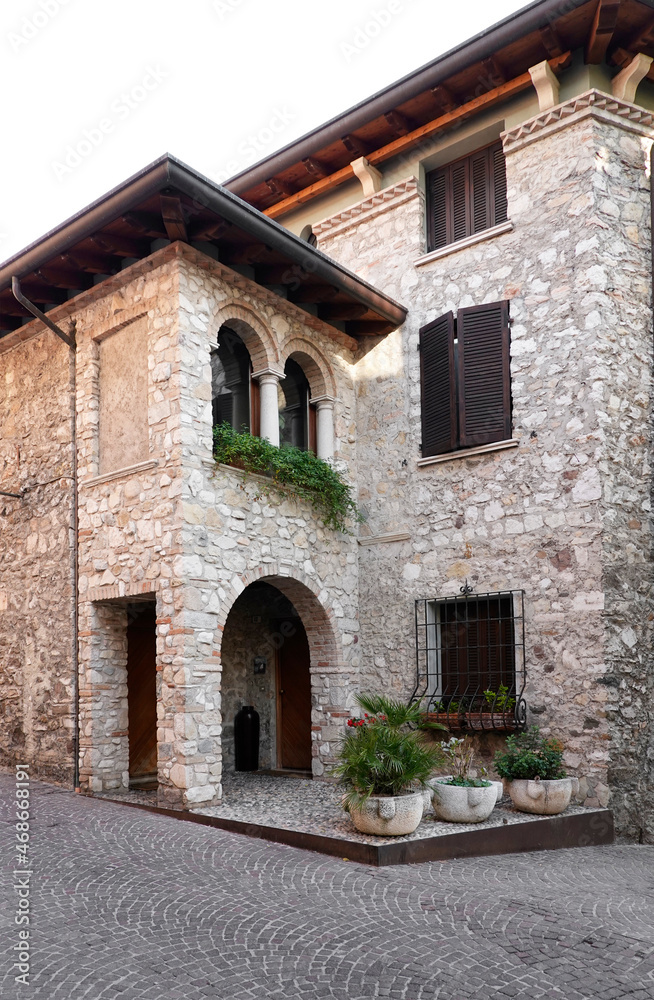 Architecture of Sirmione old town in Lombardia, Italy, Europe
