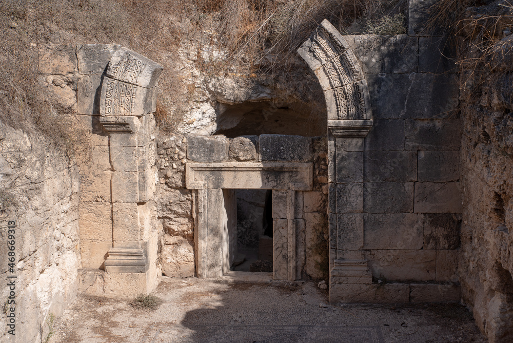  Mausoleum Cave in the Menorah Caves Compound at Bet She'arim in Kiryat Tivon, Israel
