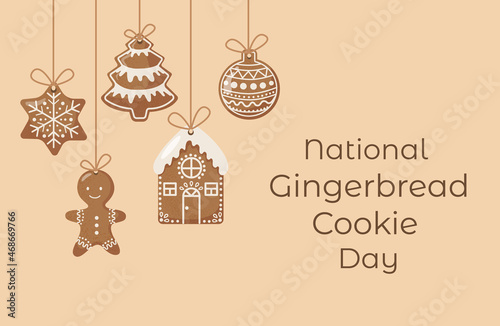 National Gingerbread Day Vector Illustration. Suitable for Greeting Card, Poster and Banner. Christmas decorated gingerbread cookies icon set vector. Gingerbread Cookie Poster, November 21.