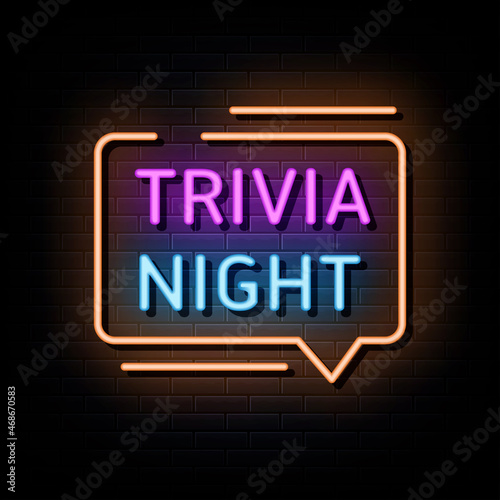 Trivia night neon signs vector. Design template neon sign