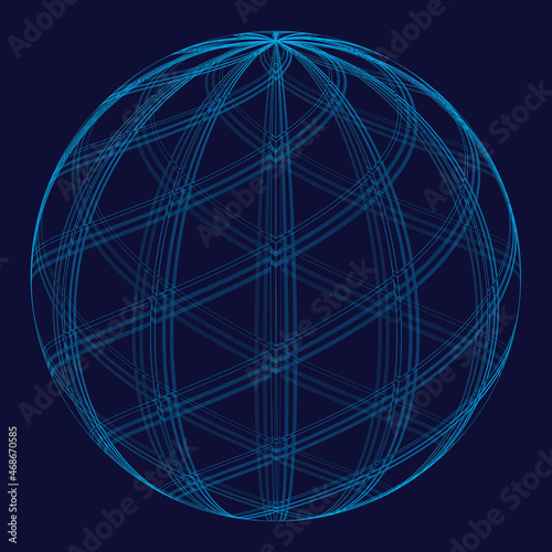 Sphere with linear abstract pattern along the surface design element