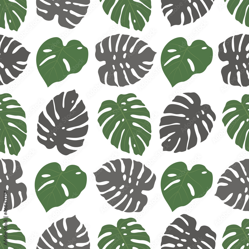 vector graphic seamless pattern with tropical leaves -03