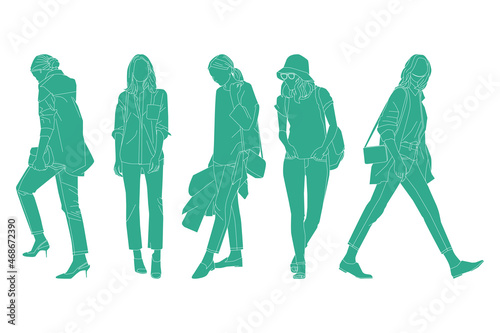 Vector illustration of fashionable women bundle 
