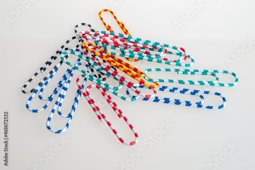 Paper clips, stationery, office, school, metal, funny multicolored, selective focus