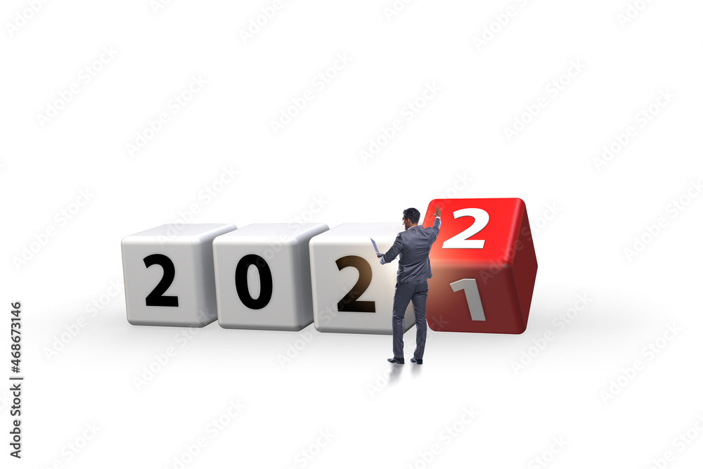 Concept of year 2021 turning to 2022 Concept of year 2021 turning to 2022