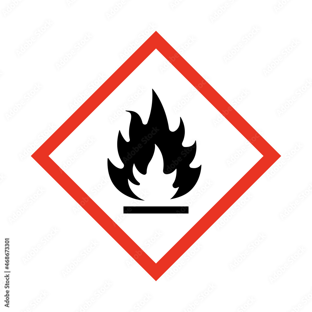 Highly flammable substance sign. Vector warning sign isolated on white Highly flammable substance sign. Vector warning sign isolated on white