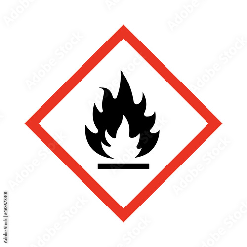 Highly flammable substance sign. Vector warning sign isolated on white