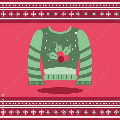 ugly sweater on red background