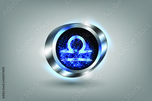 Zodiac sign in the window against the background of the starry sky. Astrological symbolism.