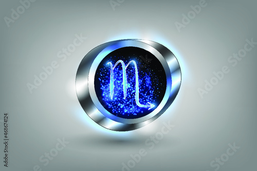 Zodiac sign in the window against the background of the starry sky. Astrological symbolism.