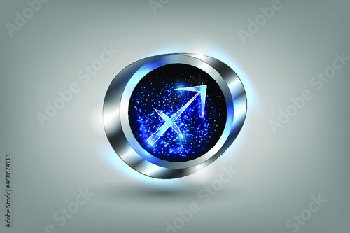 Zodiac sign in the window against the background of the starry sky. Astrological symbolism.