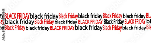 Black Friday. Seamless pattern with the text Black Friday on a white background. Baner with text black friday. Vector illustration.
