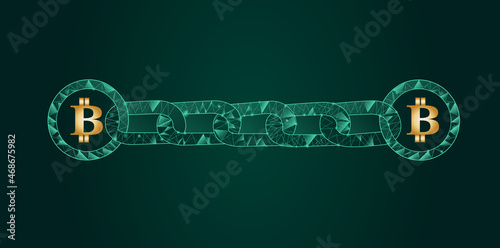 Blockchain - bitcoin software platform isolated on background. Bitcoin blockchain for digital asset, financial system and presentation material. Bitcoin blockchain vector illustration	