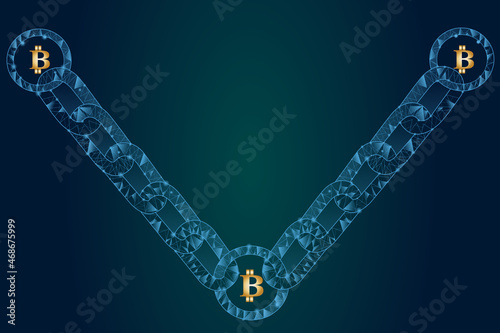 Blockchain - bitcoin software platform isolated on background. Bitcoin blockchain for digital asset, financial system and presentation material. Bitcoin blockchain vector illustration	