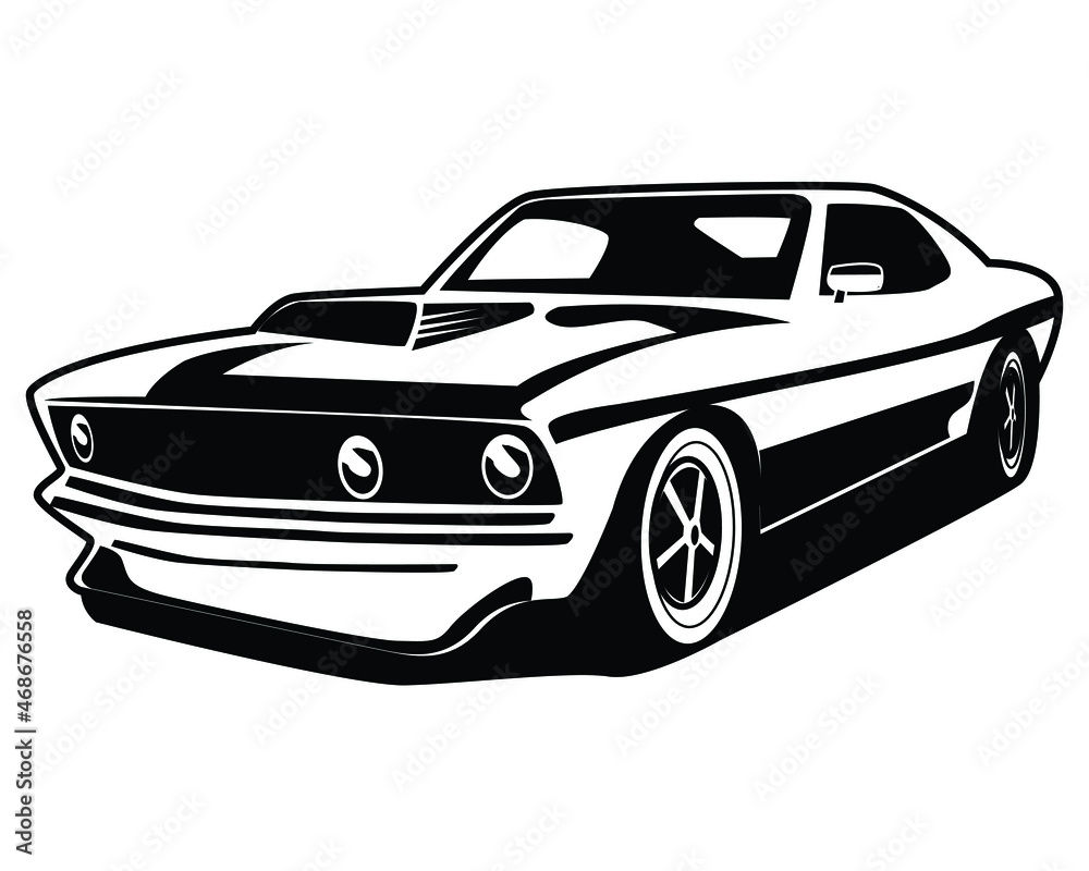 american muscle car logo silhouette. isolated white background view from front. premium vector design. Best for badge, emblem, icon, design sticker, old car industry. available in eps 10.