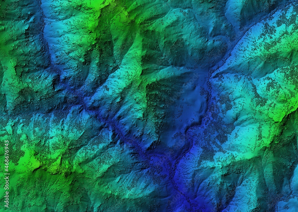 Digital elevation model. GIS product made after proccesing aerial