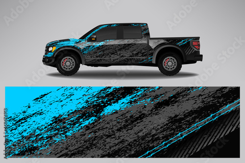 Car wrap design race livery vehicle vector. Graphic abstract stripe racing background kit designs for vehicle, race car, rally, adventure and livery