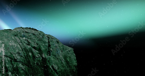 Image of rock at christmas over aurora © vectorfusionart