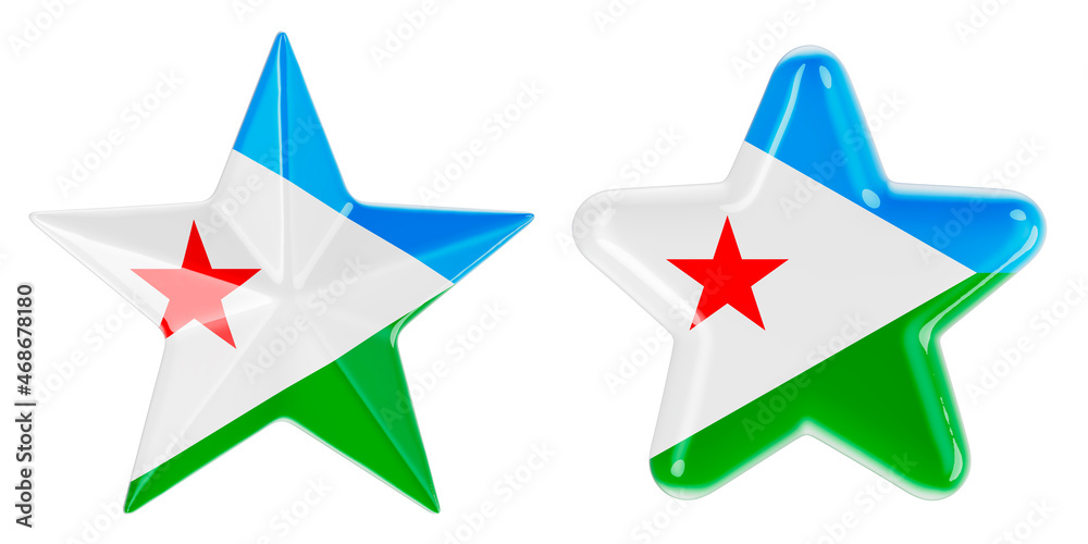 Stars with Djiboutian flag, 3D rendering Stars with Djiboutian flag, 3D rendering