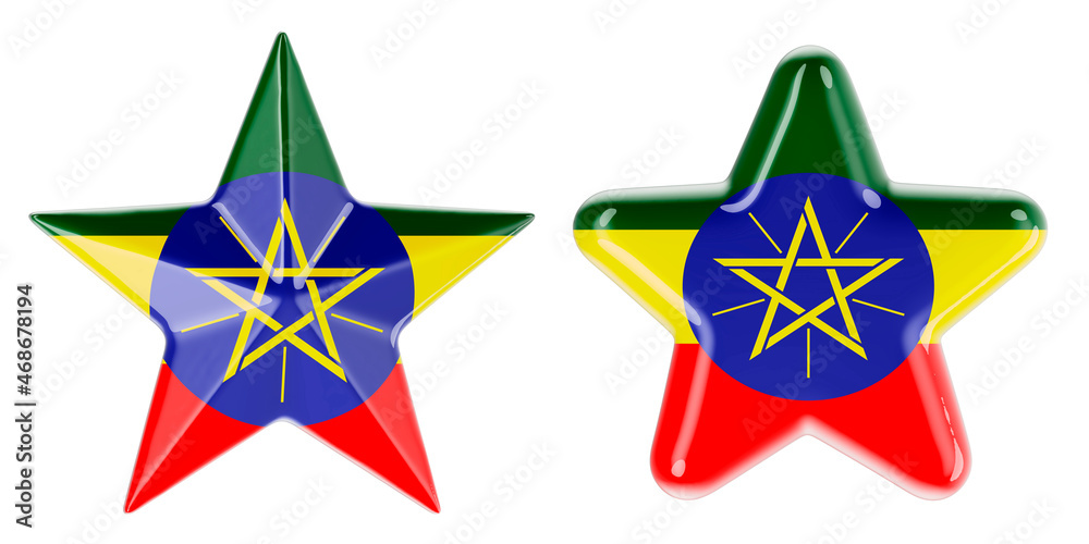 Stars with Ethiopian flag, 3D rendering Stars with Ethiopian flag, 3D rendering