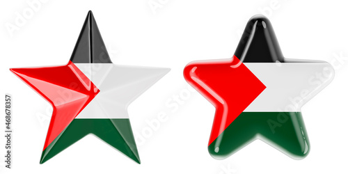 Stars with Palestinian flag, 3D rendering