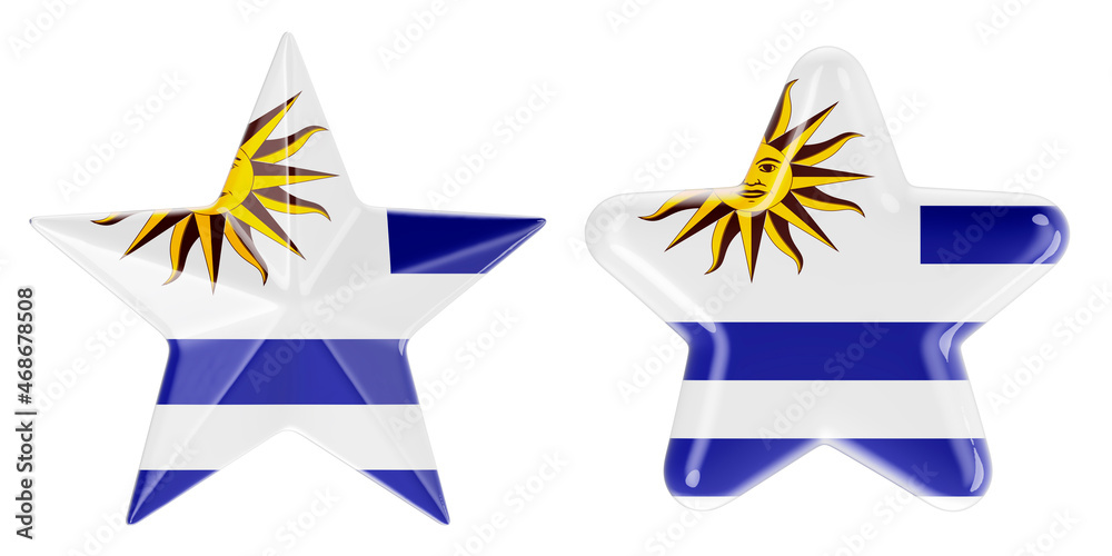 Obraz premium Stars with Uruguayan flag, 3D rendering