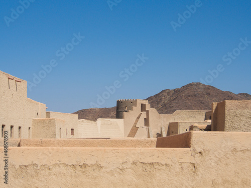 Middle East, Arabian Peninsula, Oman, Ad Dakhiliyah, Bahla Fort. The town of Bahla, in the mountains of Oman.