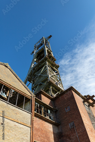 One of the two headstocks at clipstone colliery - stock photo photo