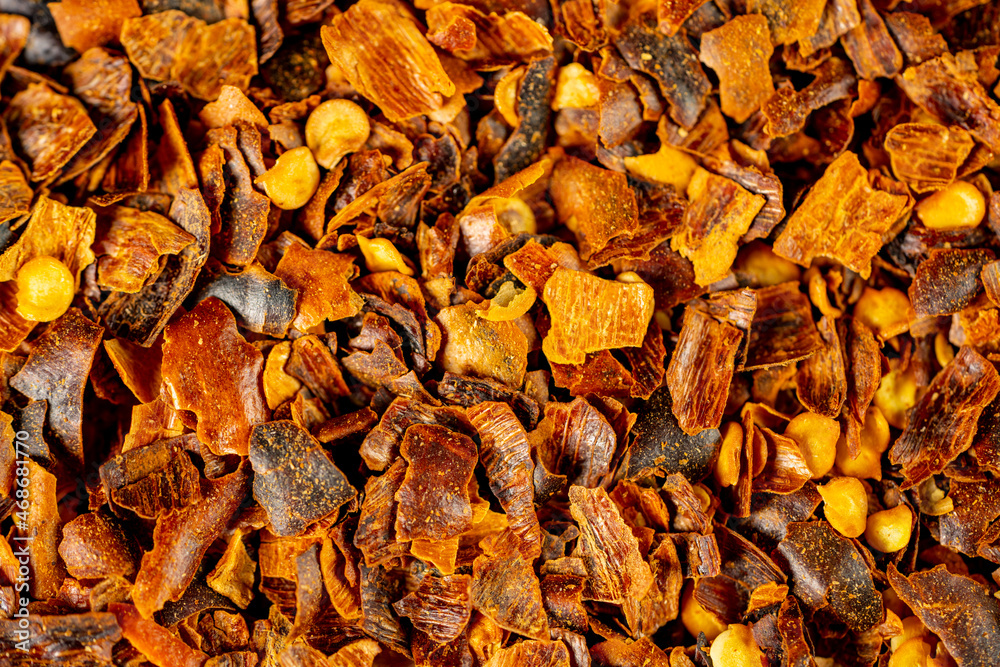 Macro photo of ground red pepper Macro photo of ground red pepper