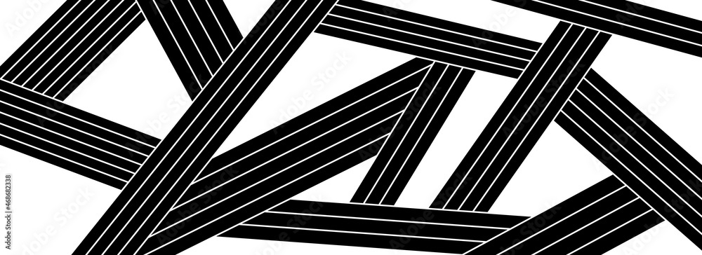 Black and white woven geometric background, vector illustration 