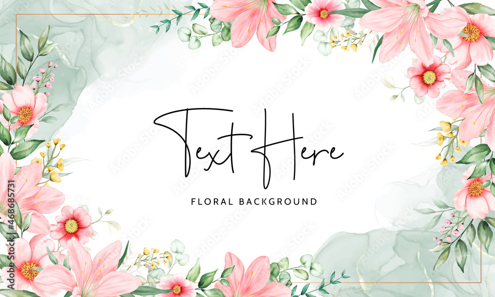 romantic floral watercolor background template