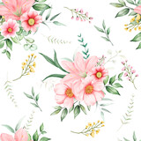 romantic floral watercolor seamless pattern design