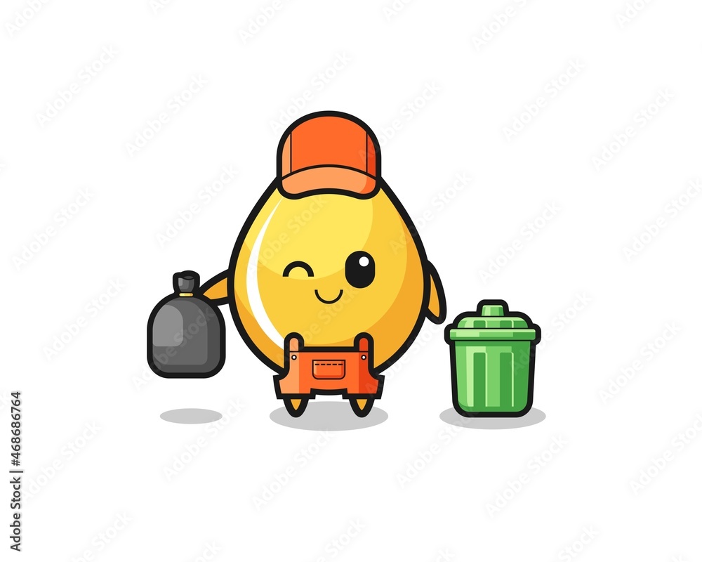 the mascot of cute honey drop as garbage collector the mascot of cute honey drop as garbage collector