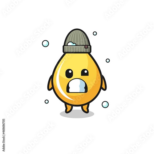 cute cartoon honey drop with shivering expression