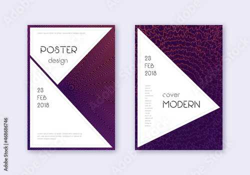 Stylish cover design template set. Violet abstract