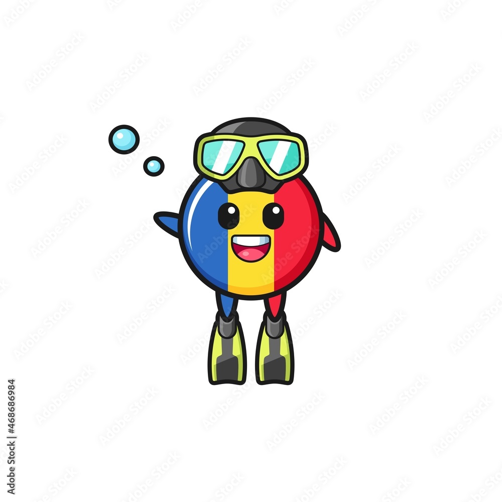 the romania flag diver cartoon character the romania flag diver cartoon character