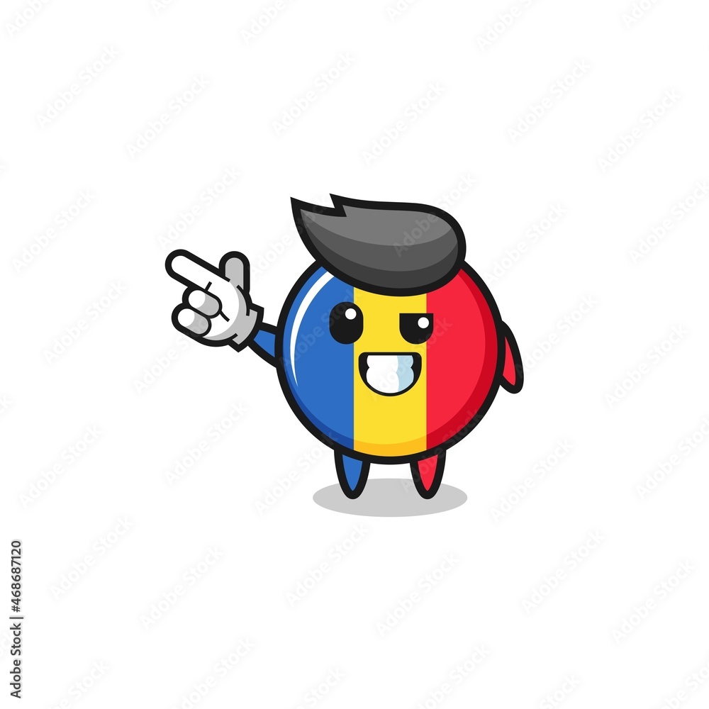 romania flag mascot pointing top left romania flag mascot pointing top left