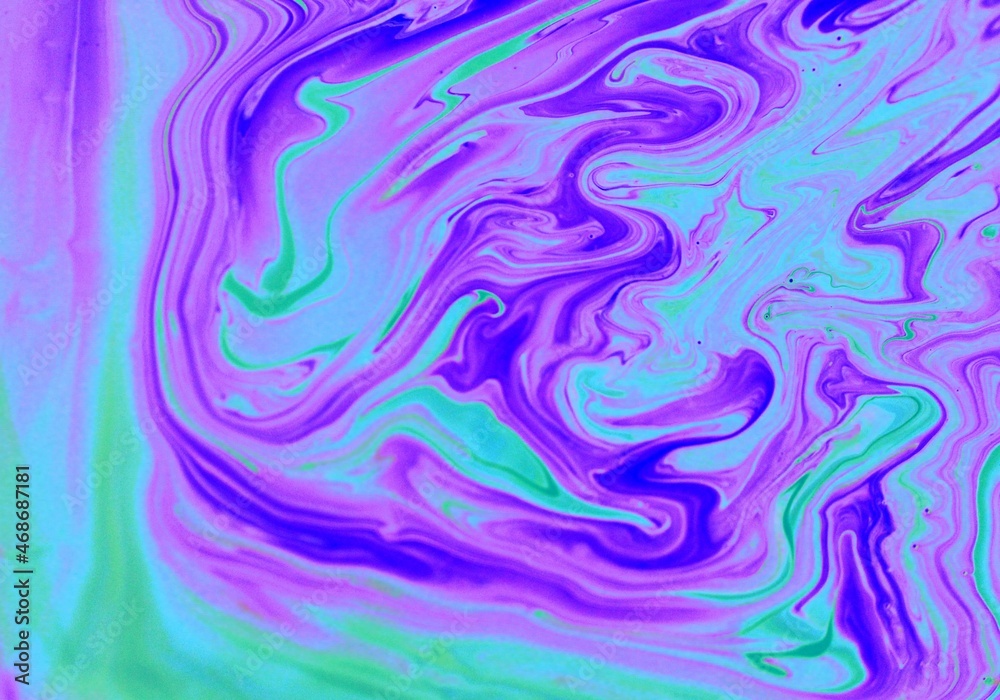 Abstract background of lilac and blue marble. The lines and waves of acrylic paint create an interesting structure. Background for web design, fabric, design,