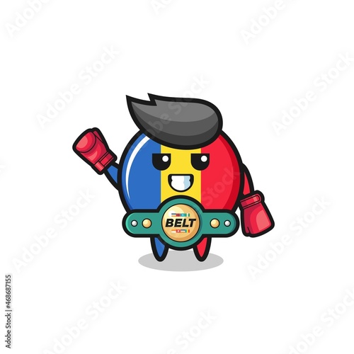 romania flag boxer mascot character