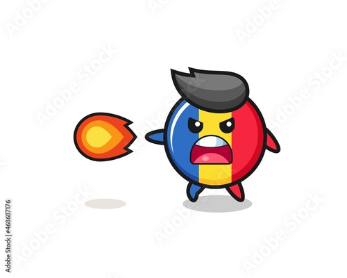 cute romania flag mascot is shooting fire power © heriyusuf
