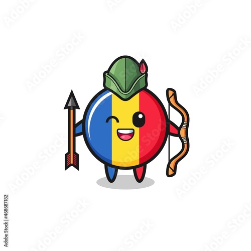 romania flag cartoon as medieval archer mascot © heriyusuf