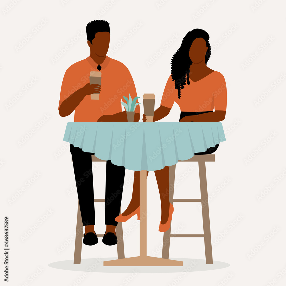 Ταπετσαρία Young Black Couple Having Coffee Together.