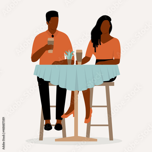 Young Black Couple Having Coffee Together.