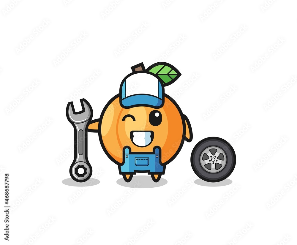 the apricot character as a mechanic mascot